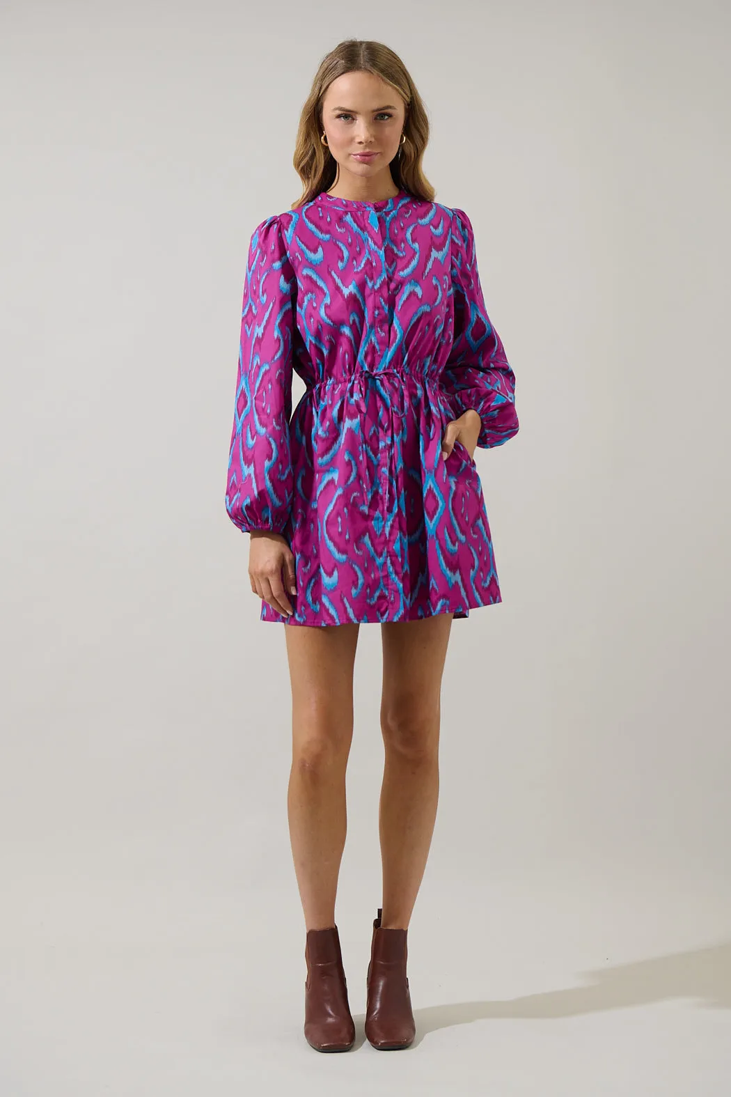Ivani Abstract Luzma Drawstring Mini Dress sold by Sugarlips product image thumbnail 4