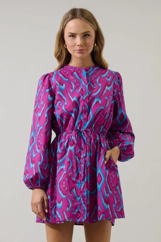 Ivani Abstract Luzma Drawstring Mini Dress sold by Sugarlips