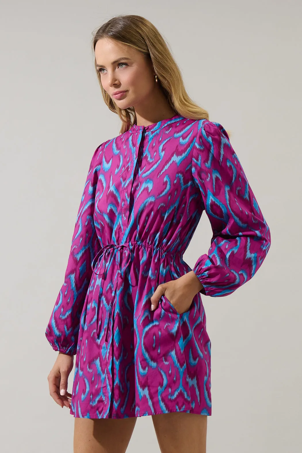 Ivani Abstract Luzma Drawstring Mini Dress sold by Sugarlips product image thumbnail 3