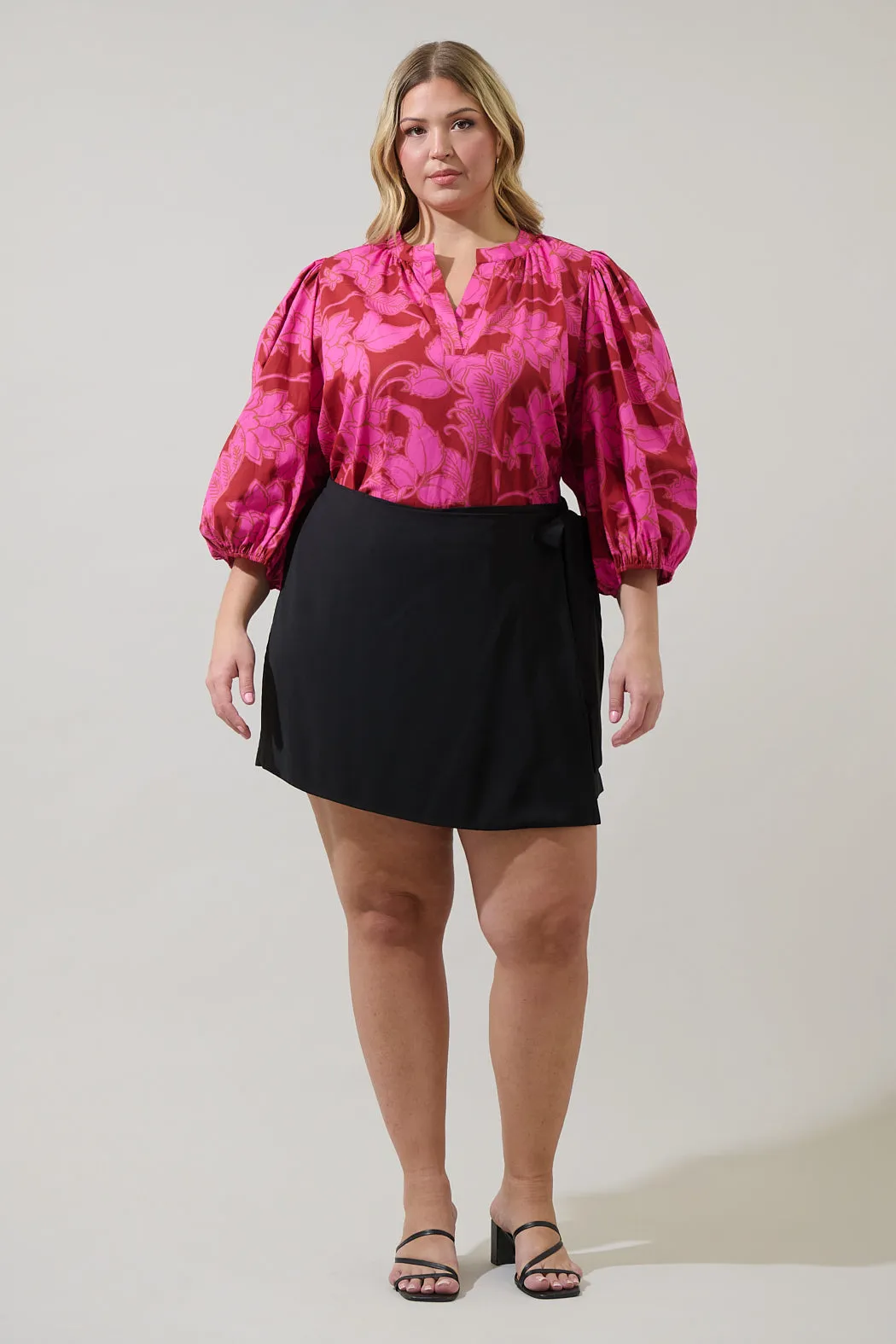 Craney Floral Cheney Split Neck Top Curve sold by Sugarlips product image thumbnail 4