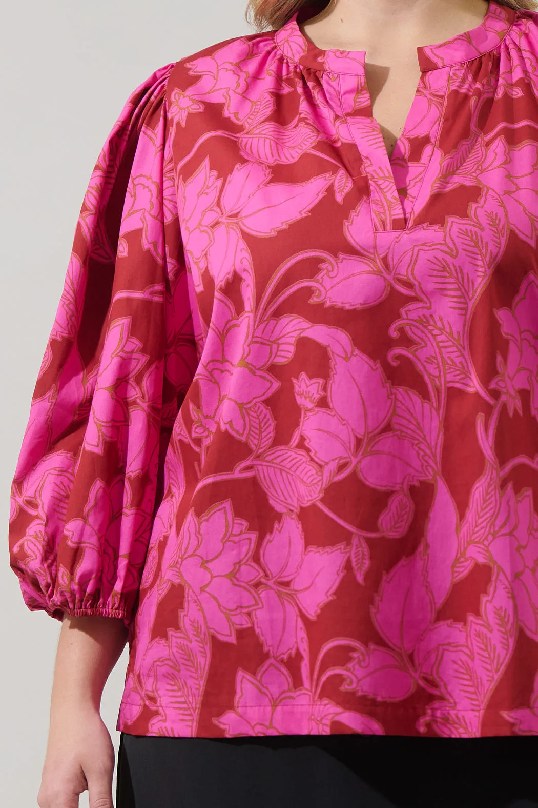 Craney Floral Cheney Split Neck Top Curve sold by Sugarlips product image thumbnail 5