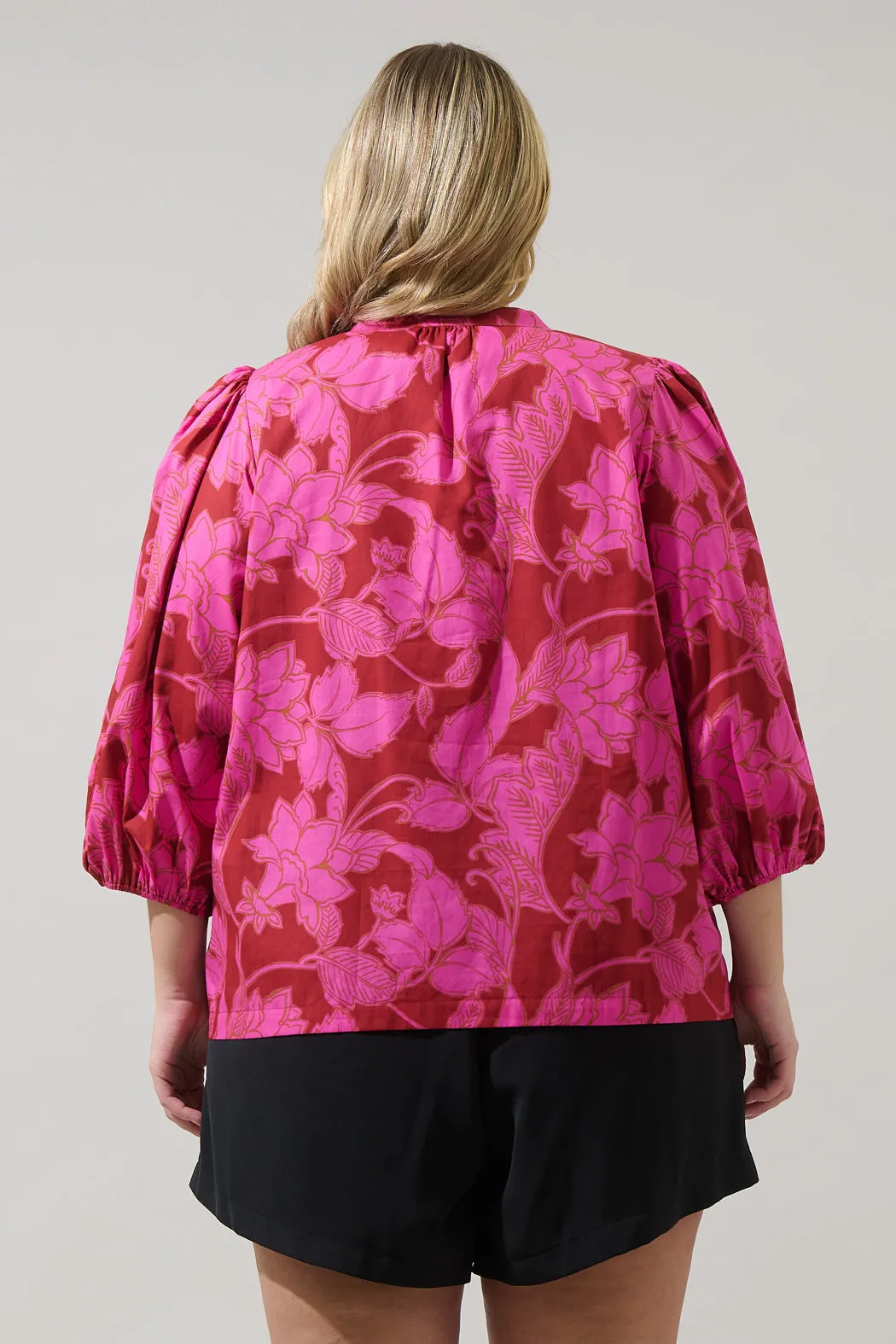 Craney Floral Cheney Split Neck Top Curve sold by Sugarlips product image thumbnail 2