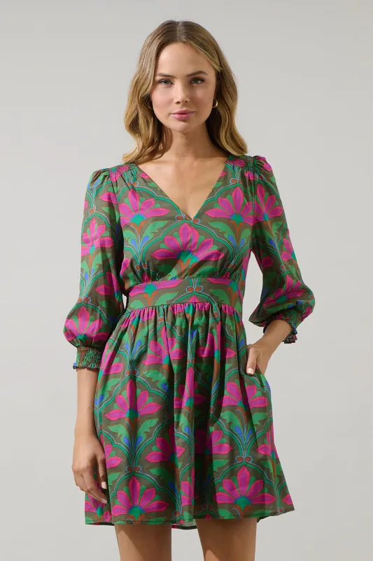 Evanna Floral Yolis Smocked Mini Dress sold by Sugarlips