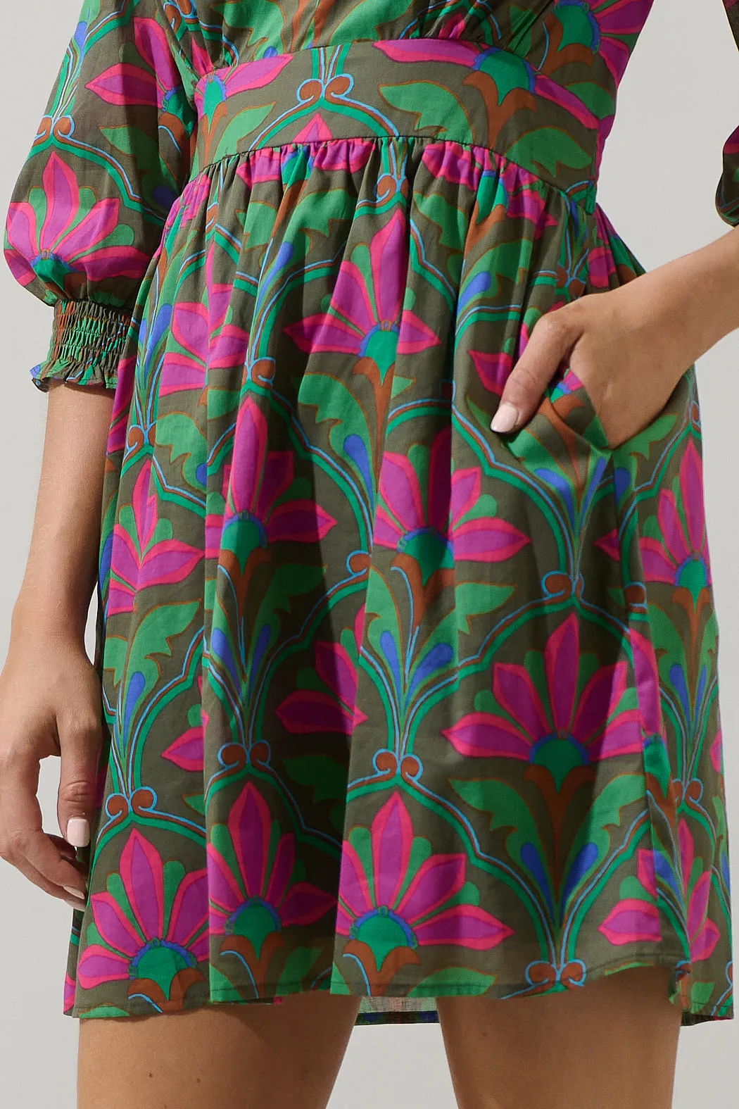 Evanna Floral Yolis Smocked Mini Dress sold by Sugarlips product image thumbnail 5