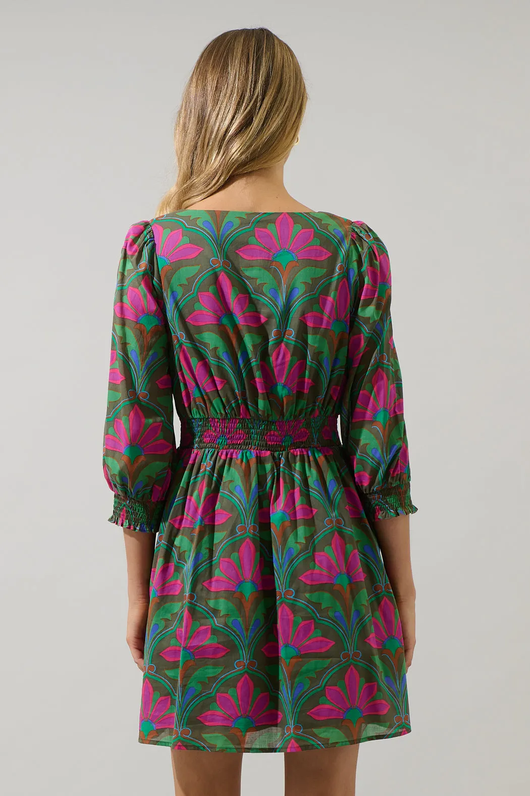 Evanna Floral Yolis Smocked Mini Dress sold by Sugarlips product image thumbnail 2