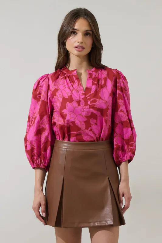 Craney Floral Cheney Split Neck Top sold by Sugarlips