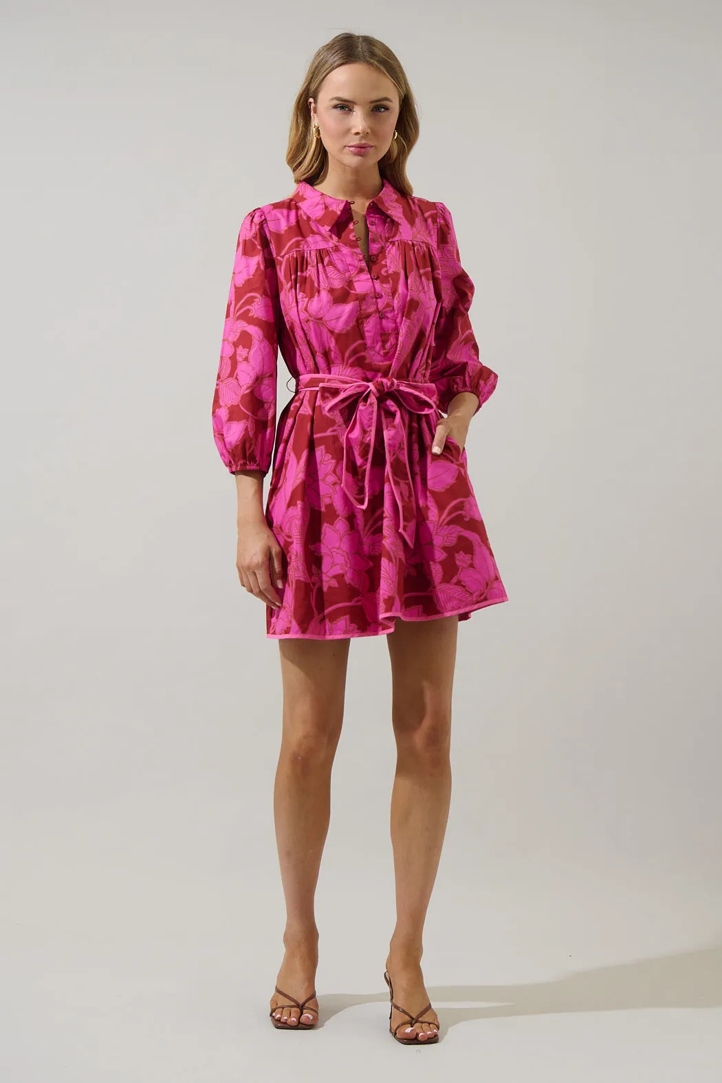 Craney Floral Ravan Collared Mini Dress sold by Sugarlips product image thumbnail 4