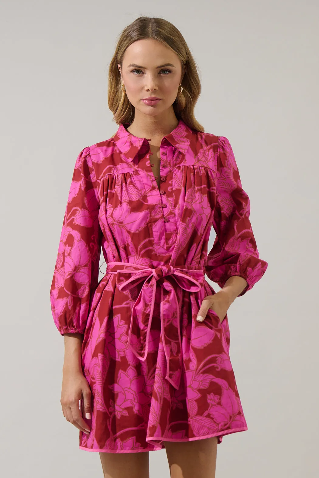 Craney Floral Ravan Collared Mini Dress sold by Sugarlips