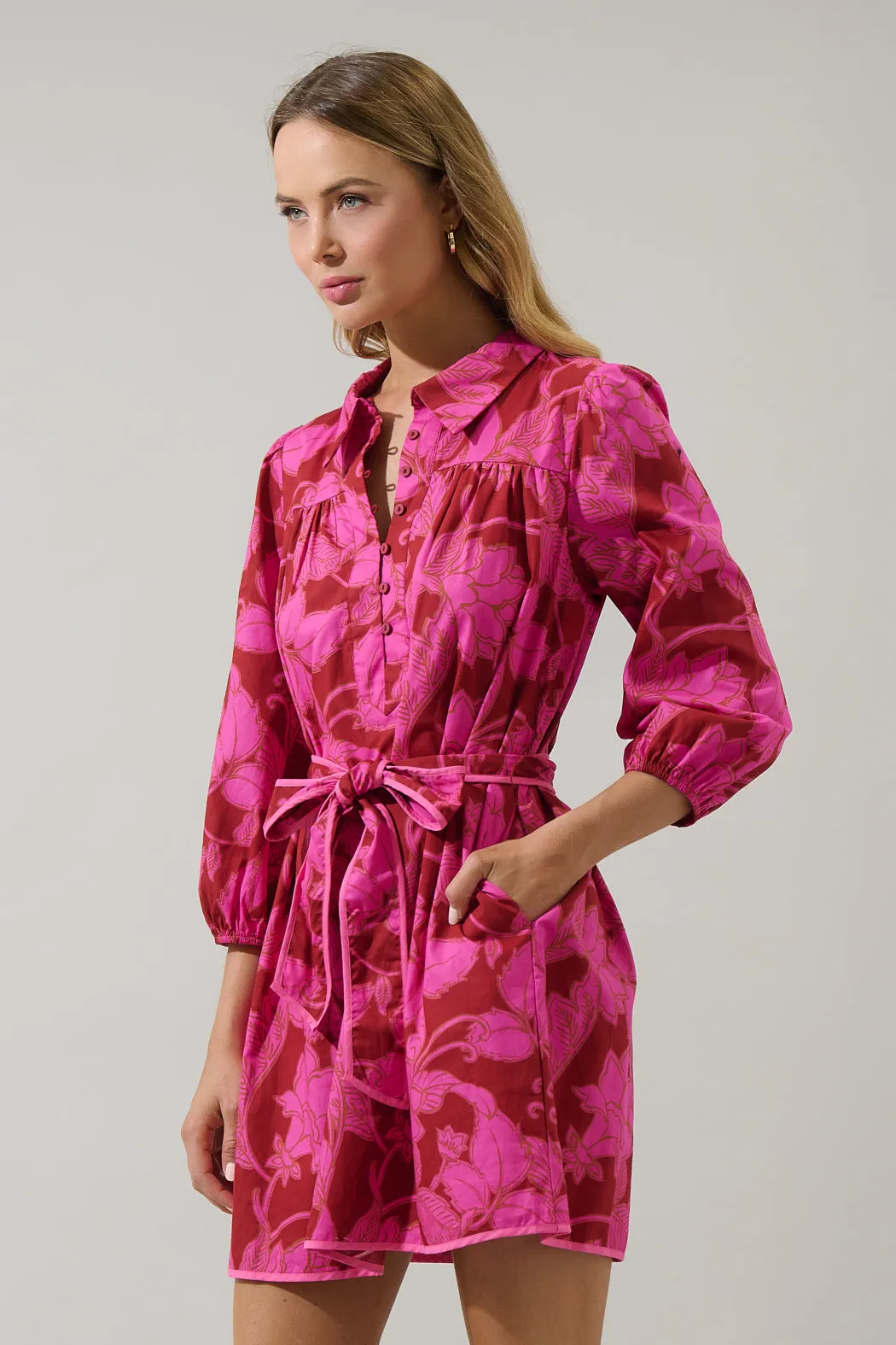 Craney Floral Ravan Collared Mini Dress sold by Sugarlips product image thumbnail 3