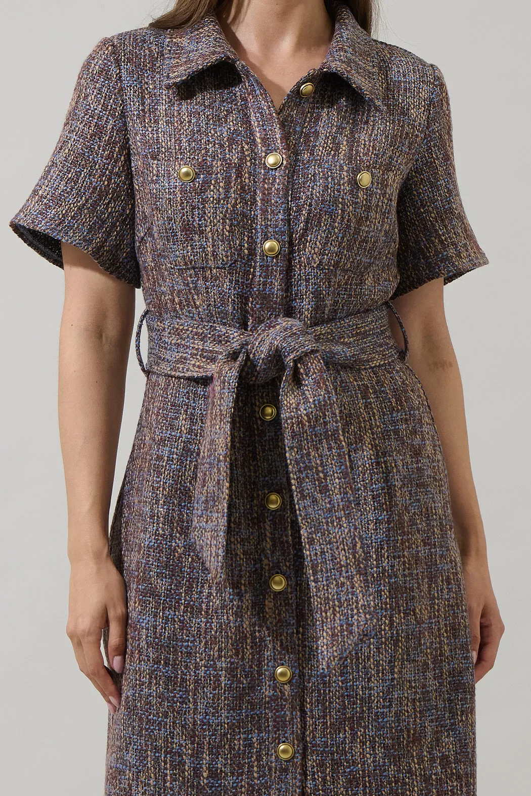 Serah Tweed Button Up Midi Dress sold by Sugarlips product image thumbnail 4