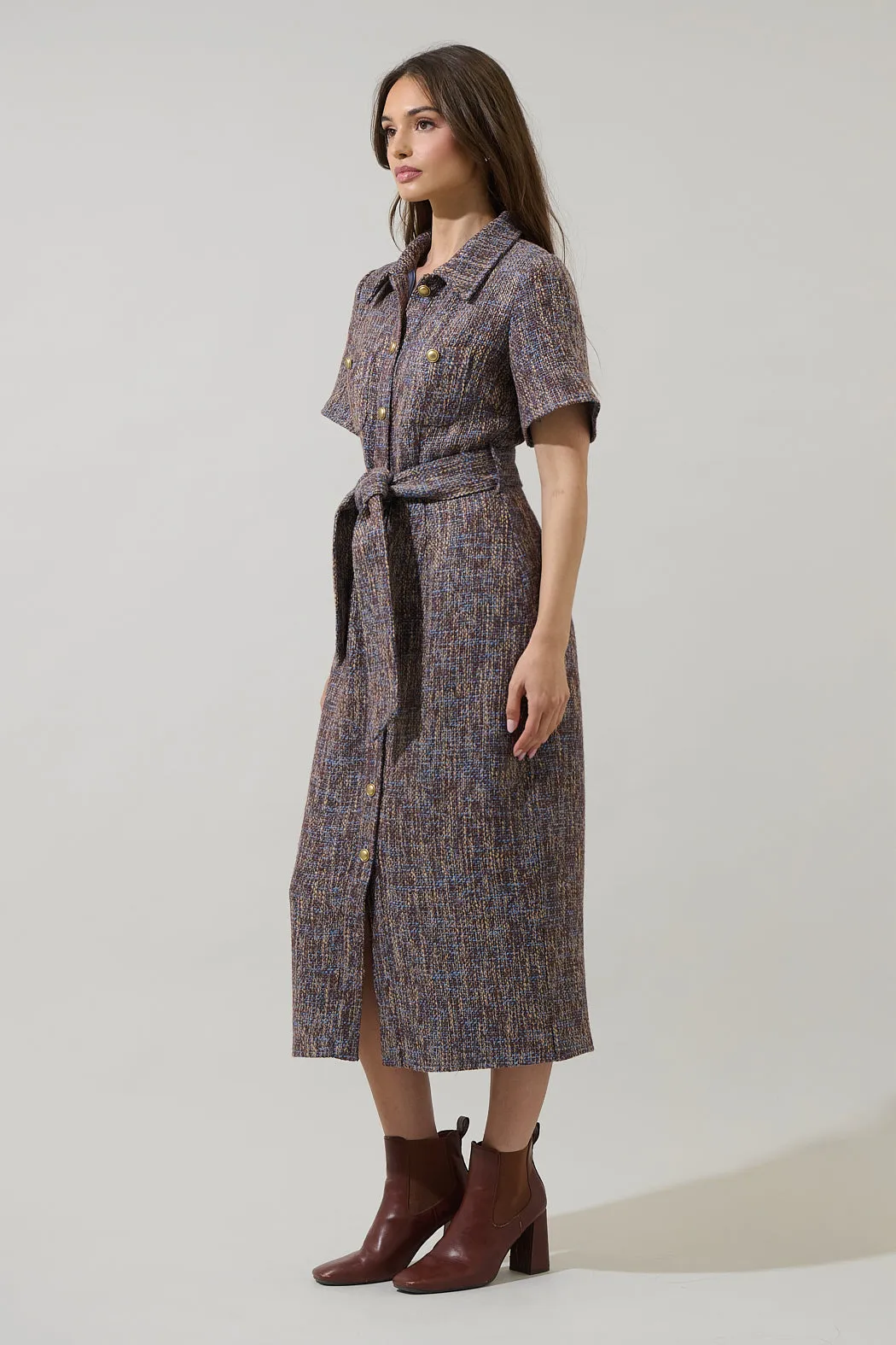 Serah Tweed Button Up Midi Dress sold by Sugarlips product image thumbnail 3