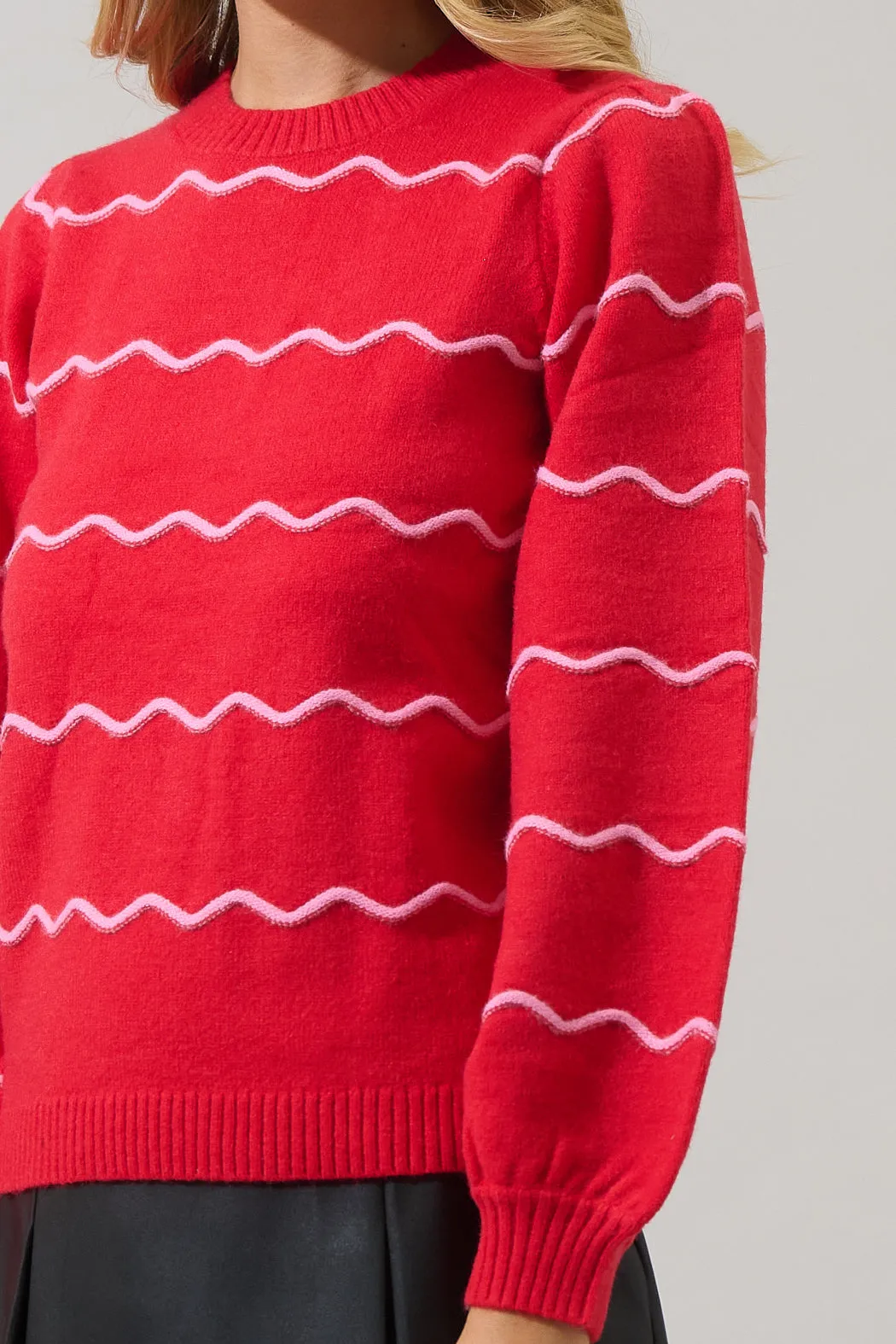 Maeverly Wavy Stripe Balloon Sleeve Sweater sold by Sugarlips product image thumbnail 5