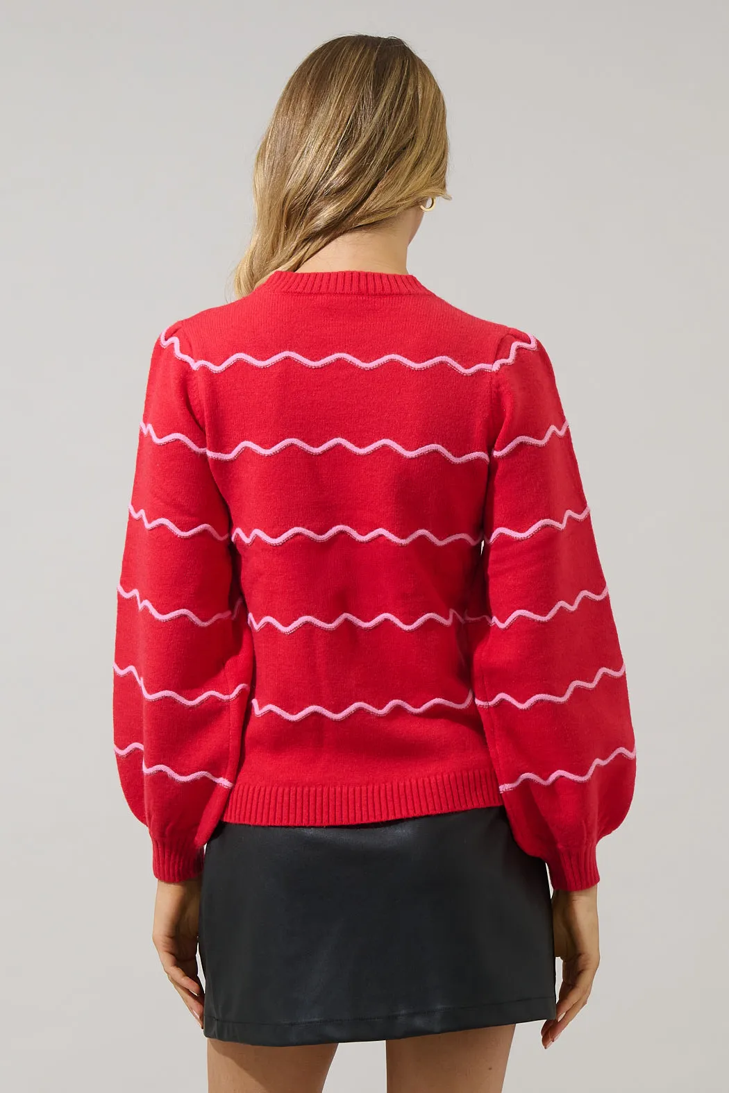 Maeverly Wavy Stripe Balloon Sleeve Sweater sold by Sugarlips product image thumbnail 2