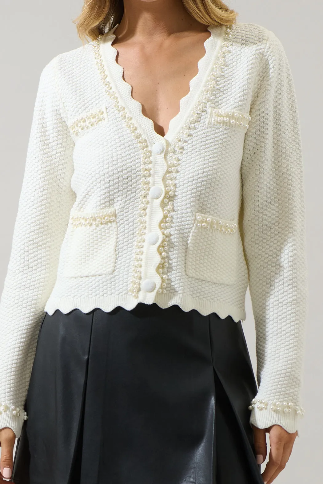 Yania Scallop Pearl Cardigan sold by Sugarlips product image thumbnail 5