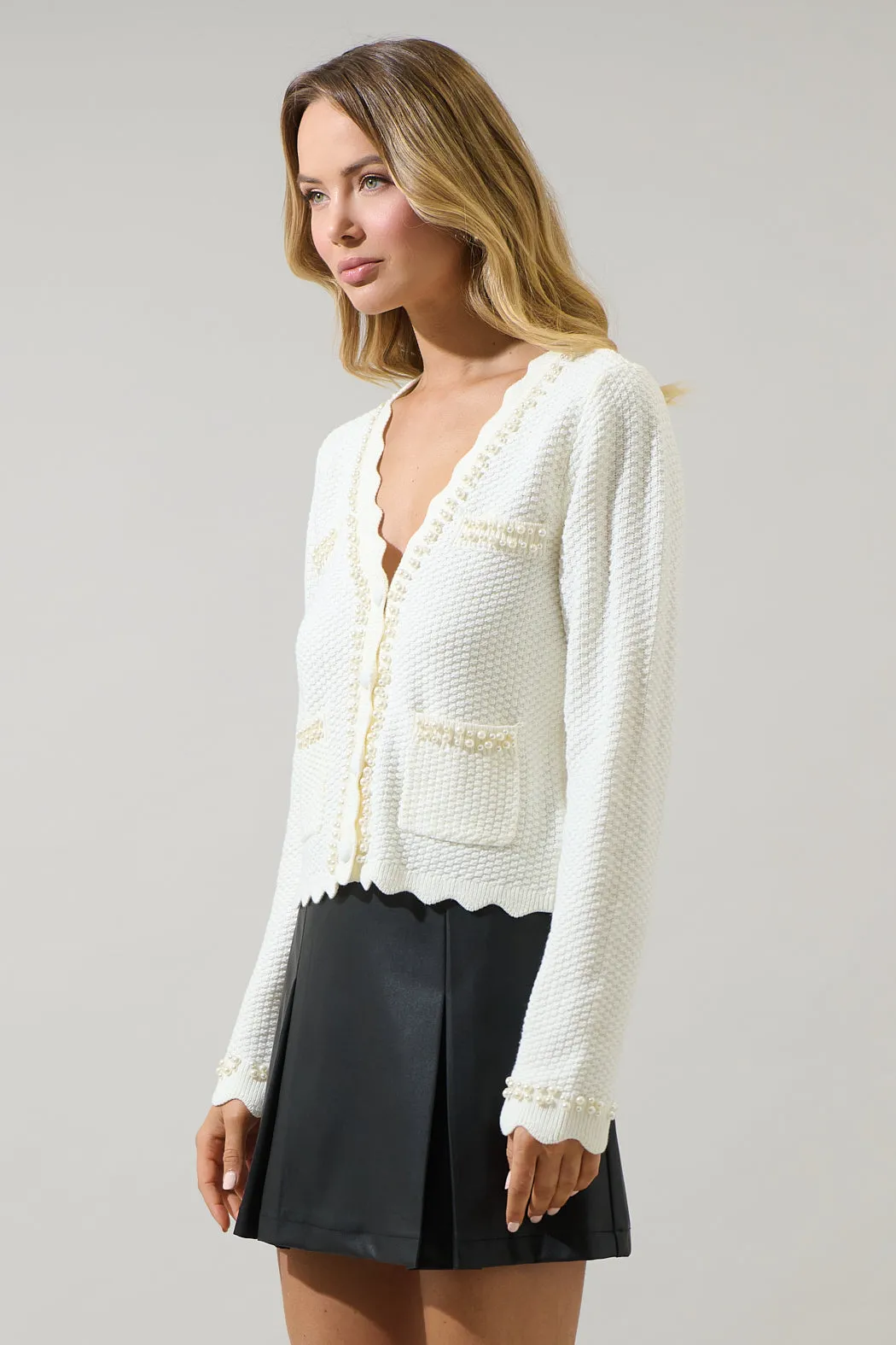 Yania Scallop Pearl Cardigan sold by Sugarlips product image thumbnail 3