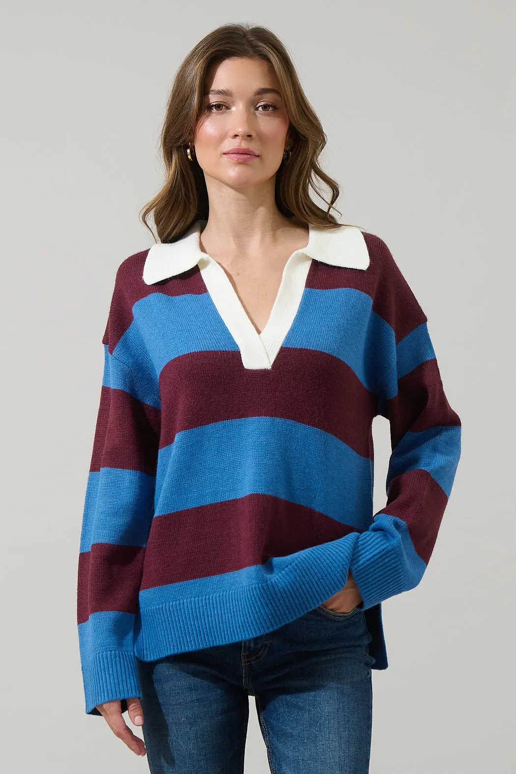 Runa Striped Collar Sweater sold by Sugarlips