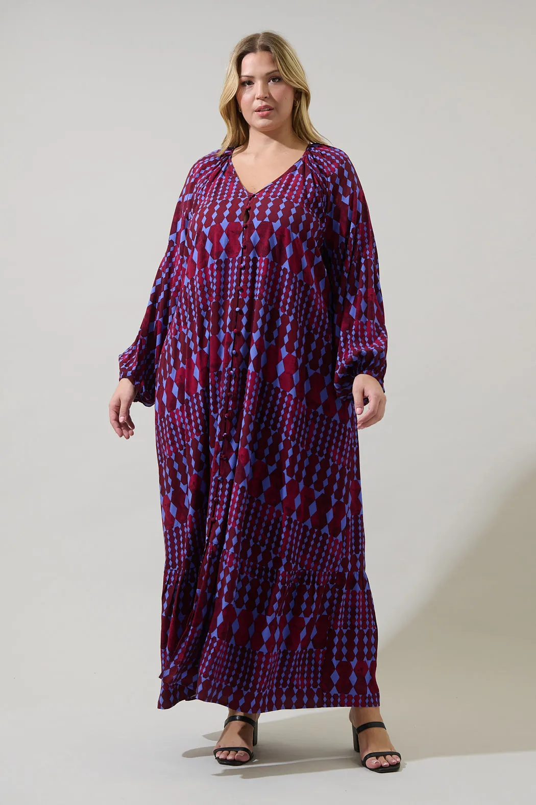 Ramsay Abstract Larrie Button Down Maxi Dress Curve sold by Sugarlips product image thumbnail 5
