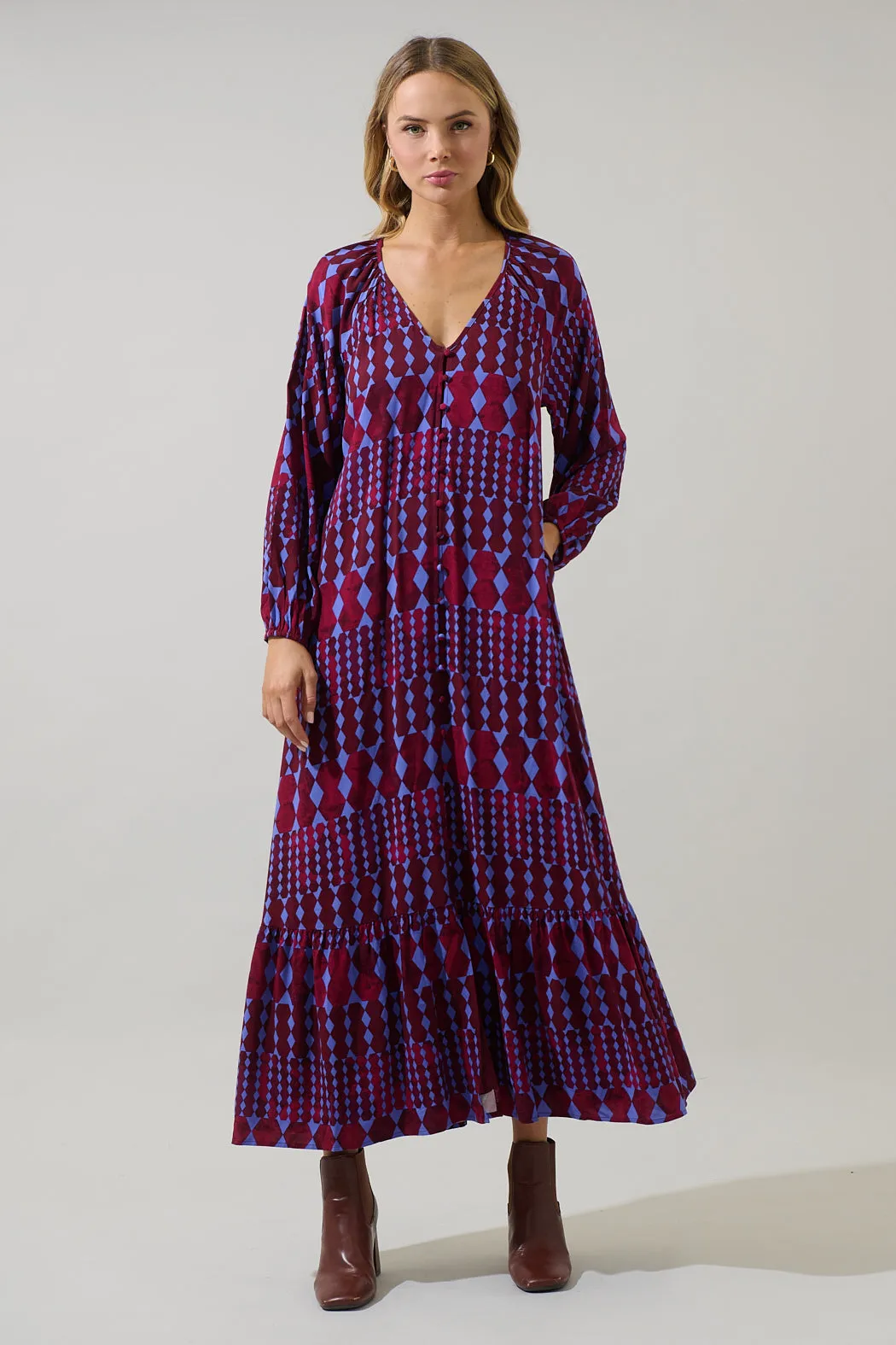 Ramsay Abstract Larrie Button Down Maxi Dress sold by Sugarlips product image thumbnail 5