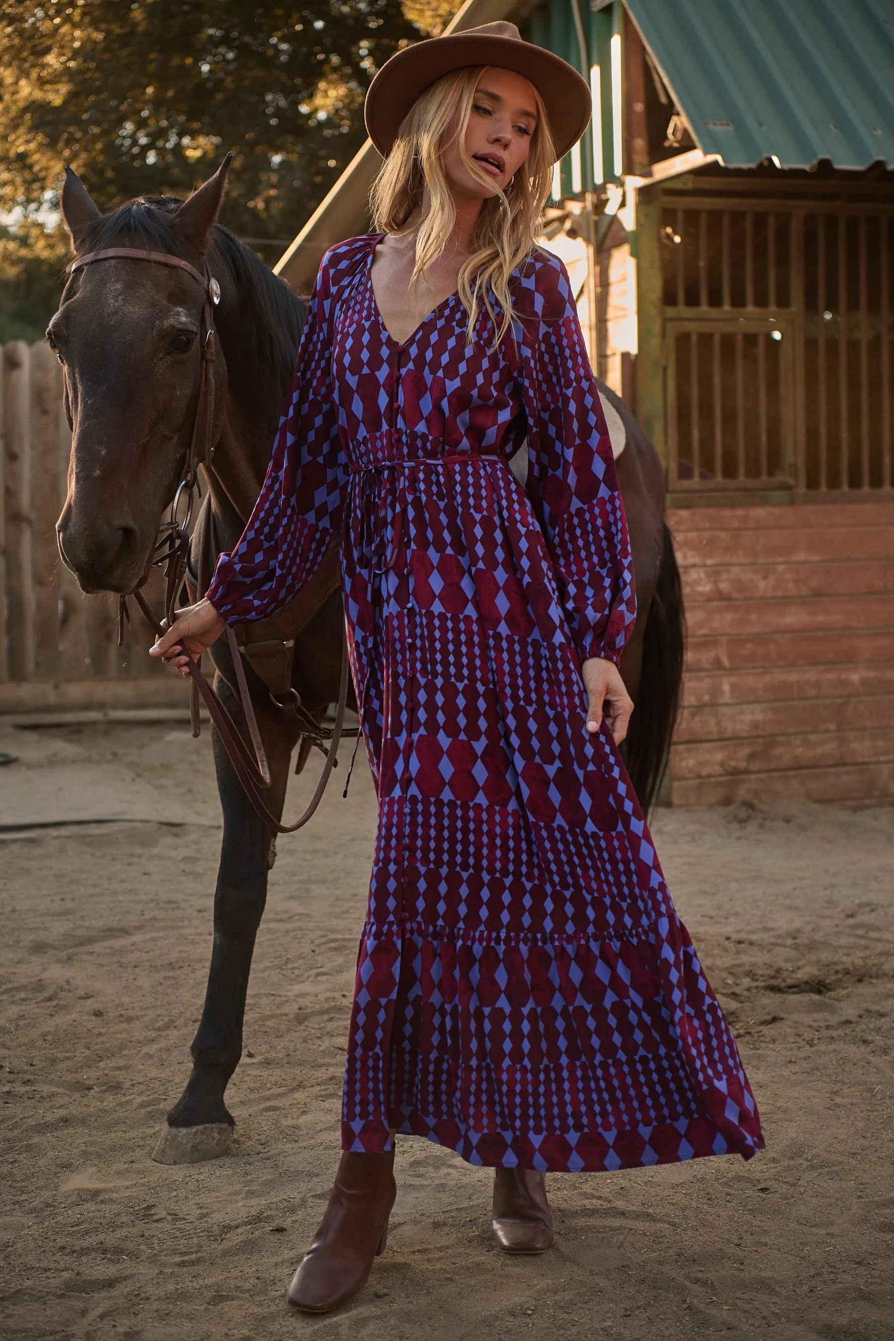 Ramsay Abstract Larrie Button Down Maxi Dress sold by Sugarlips