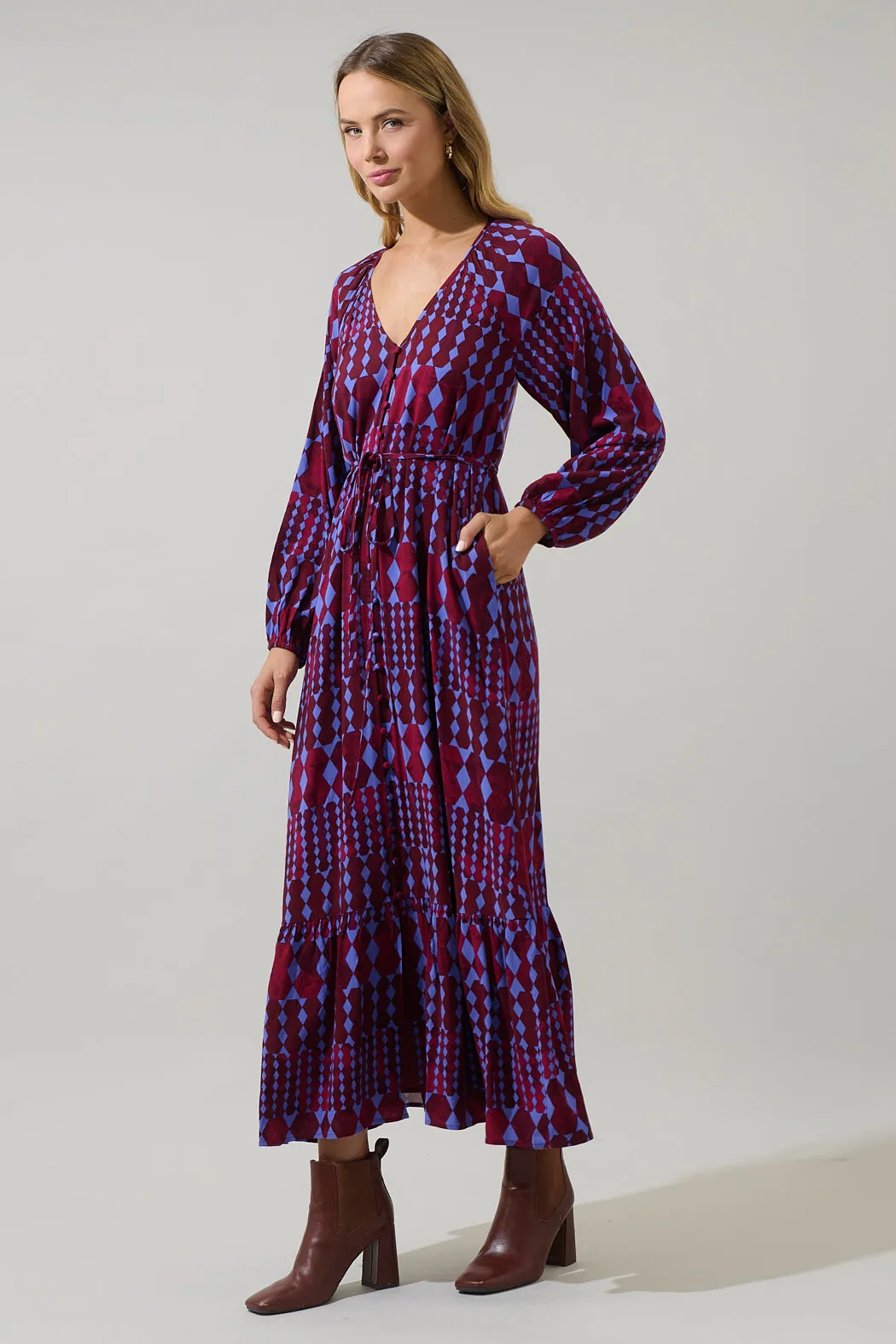 Ramsay Abstract Larrie Button Down Maxi Dress sold by Sugarlips product image thumbnail 4