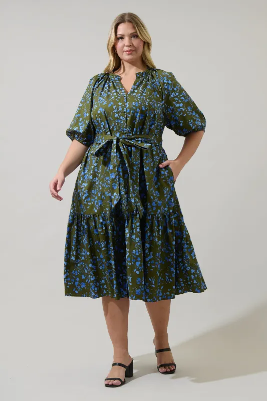 Solvay Floral Wynette Tiered Midi Dress Curve sold by Sugarlips