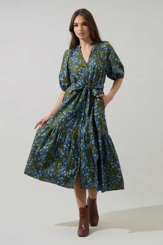 Solvay Floral Wynette Tiered Midi Dress sold by Sugarlips