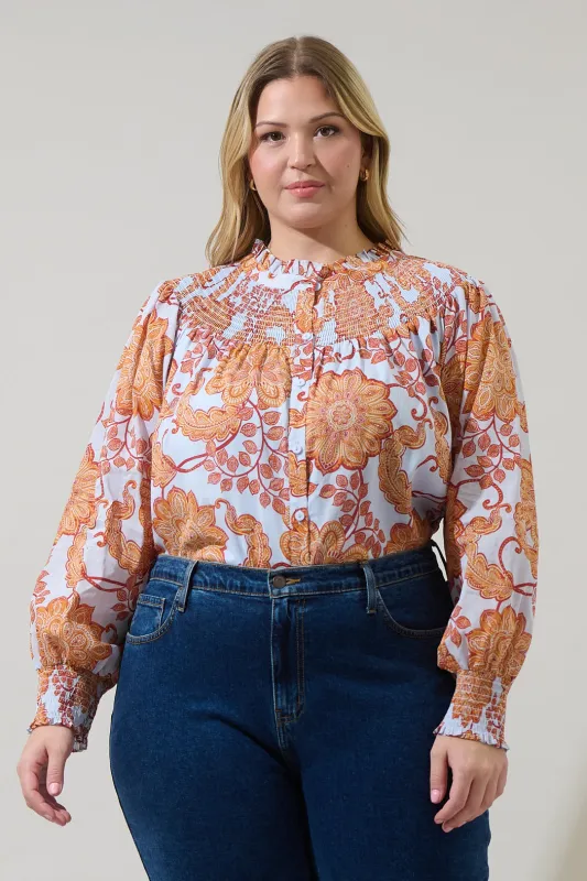 Siany Floral Debory Smocked Top Curve sold by Sugarlips