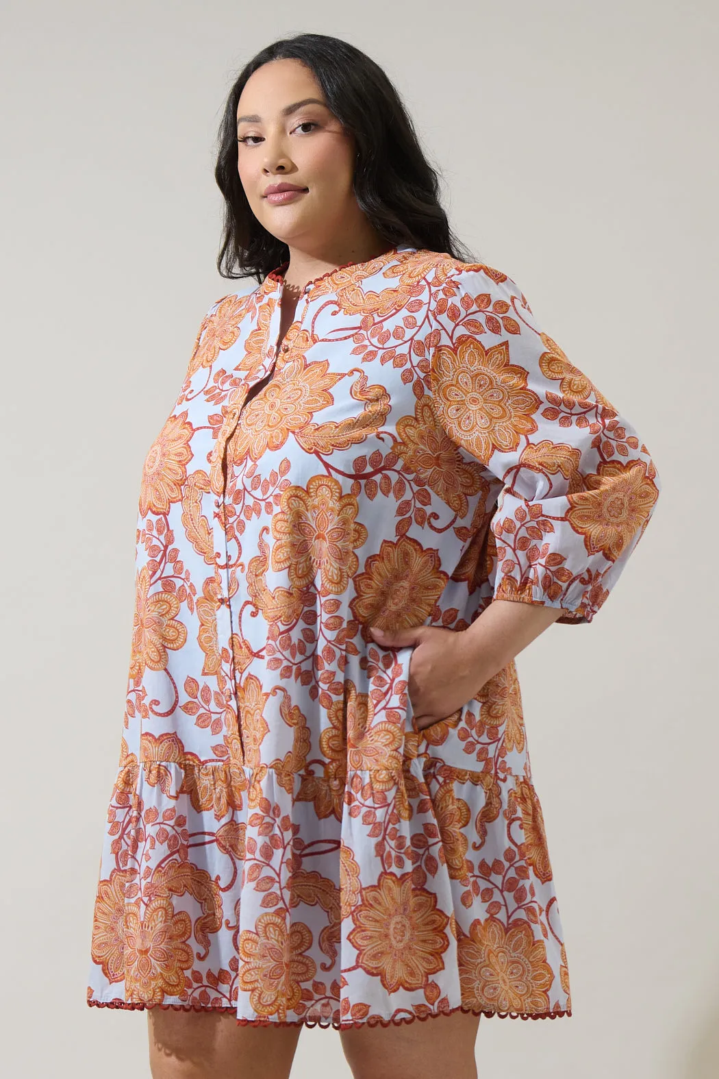 Siany Floral Yamila Ruffle Mini Dress Curve sold by Sugarlips product image thumbnail 3