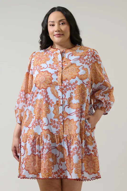 Siany Floral Yamila Ruffle Mini Dress Curve sold by Sugarlips