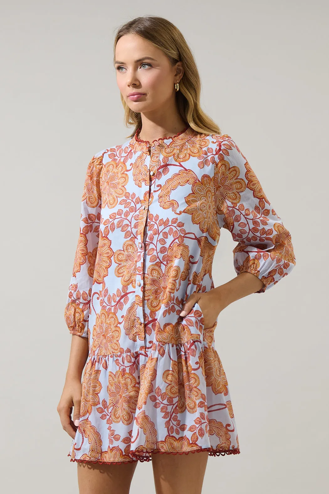 Siany Floral Yamila Ruffle Mini Dress sold by Sugarlips product image thumbnail 4