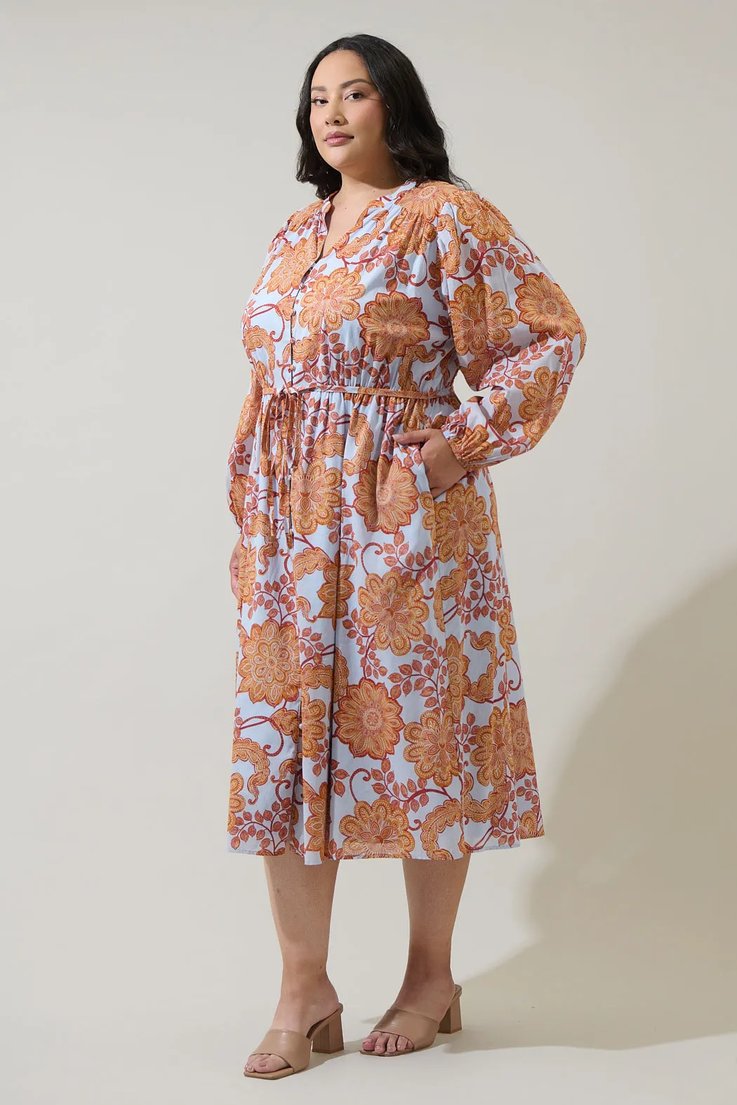 Siany Floral Ameni Button Down Midi Dress Curve sold by Sugarlips product image thumbnail 3