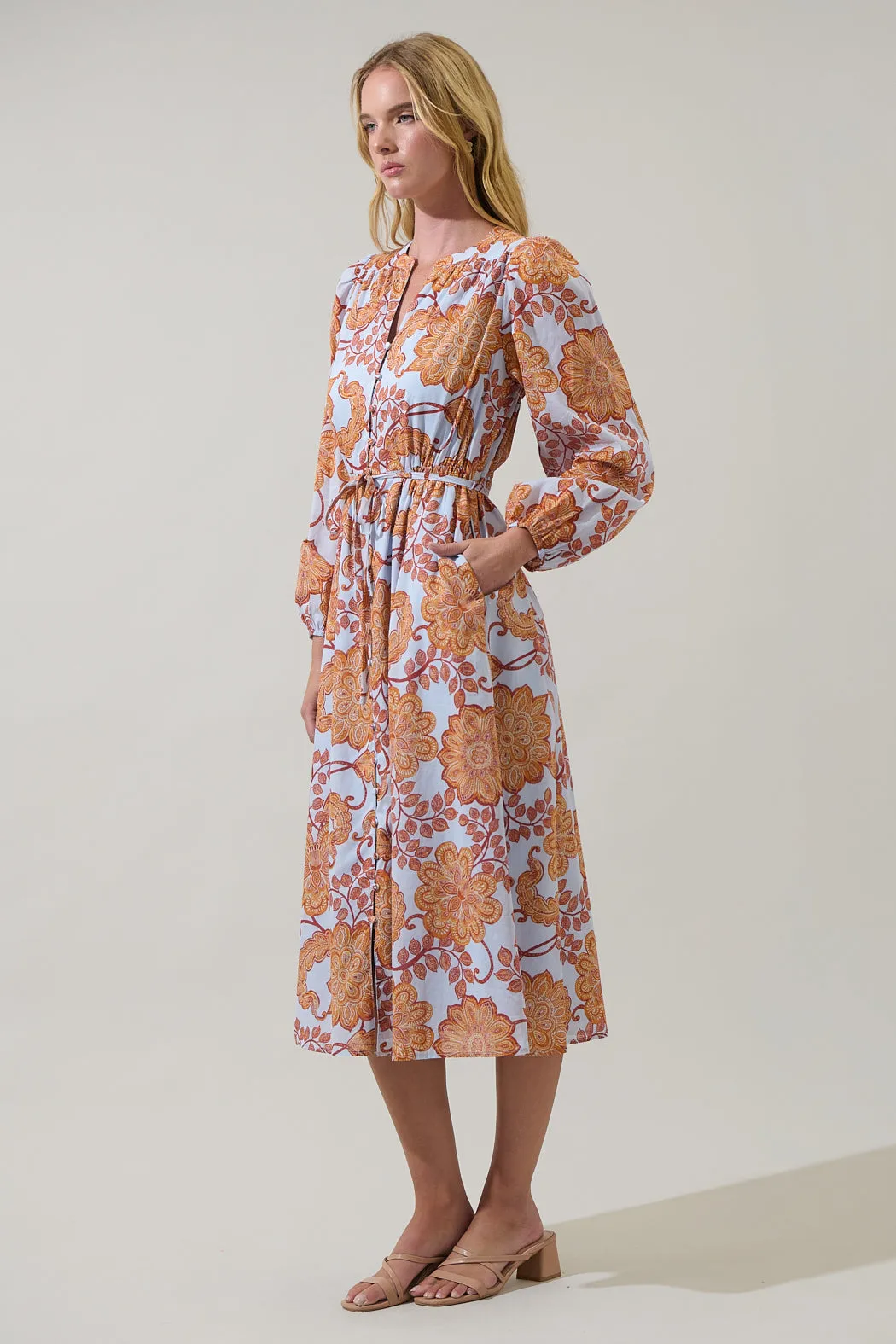 Siany Floral Ameni Button Down Midi Dress sold by Sugarlips product image thumbnail 4