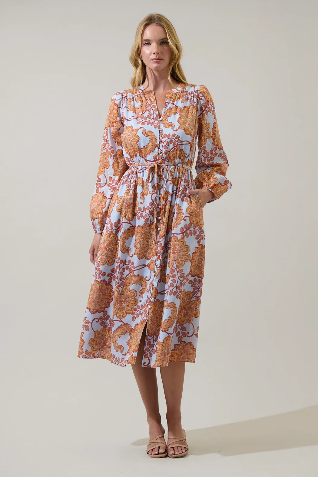 Siany Floral Ameni Button Down Midi Dress sold by Sugarlips product image thumbnail 5