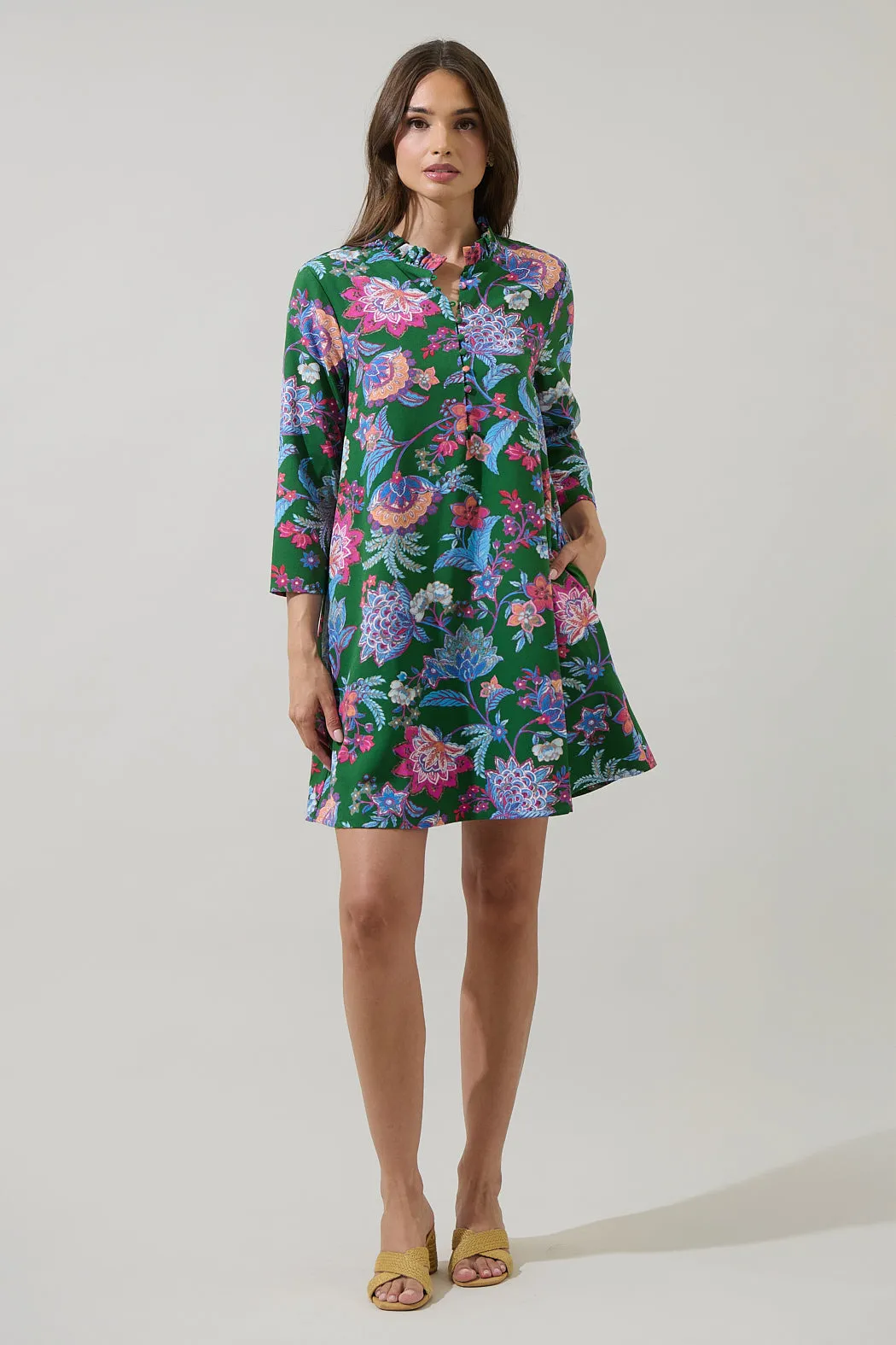 Elara Floral Ruelle Ruffle Mini Dress sold by Sugarlips product image thumbnail 5