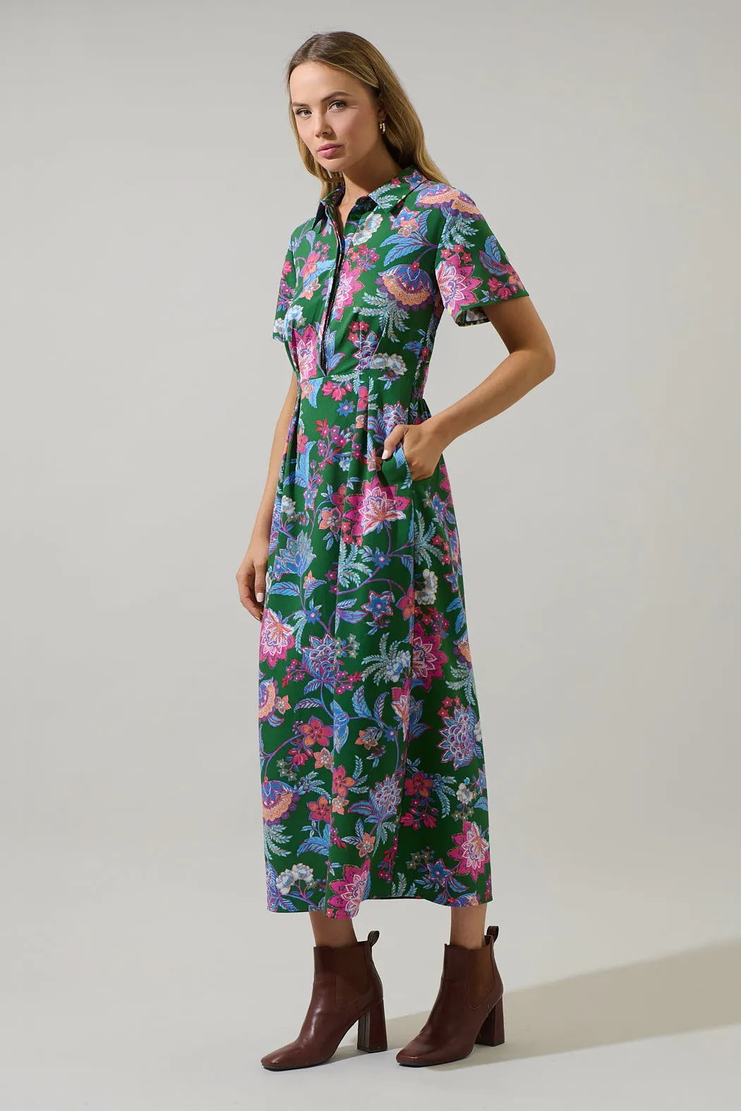 Elara Floral Marisy Collared Maxi Dress sold by Sugarlips product image thumbnail 4