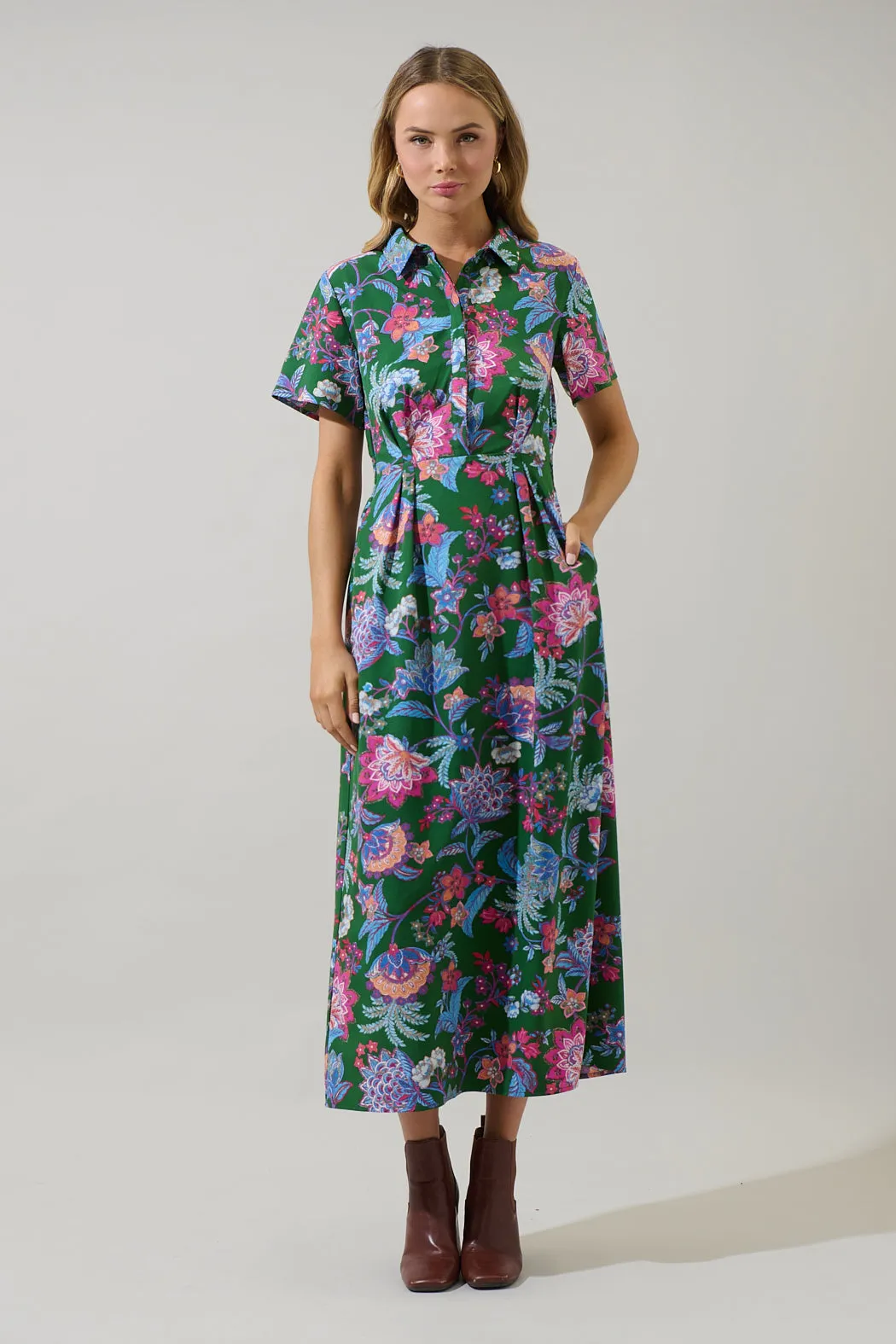 Elara Floral Marisy Collared Maxi Dress sold by Sugarlips product image thumbnail 2