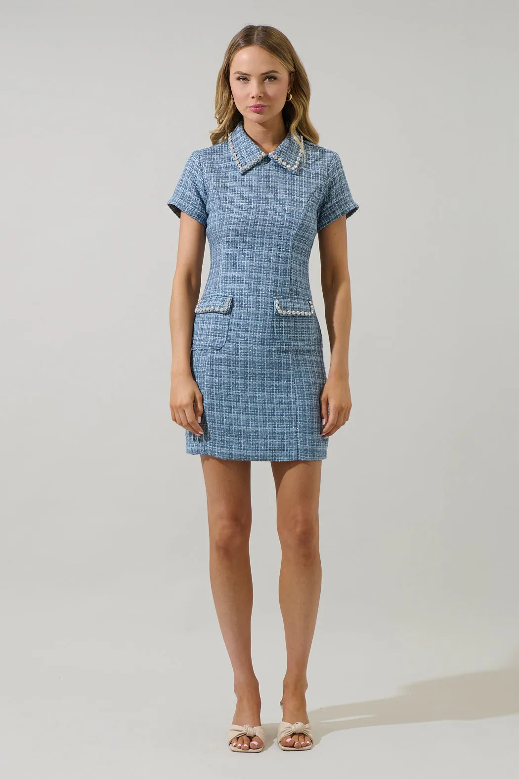 Haley Astery Tweed Collar Mini Dress sold by Sugarlips product image thumbnail 5