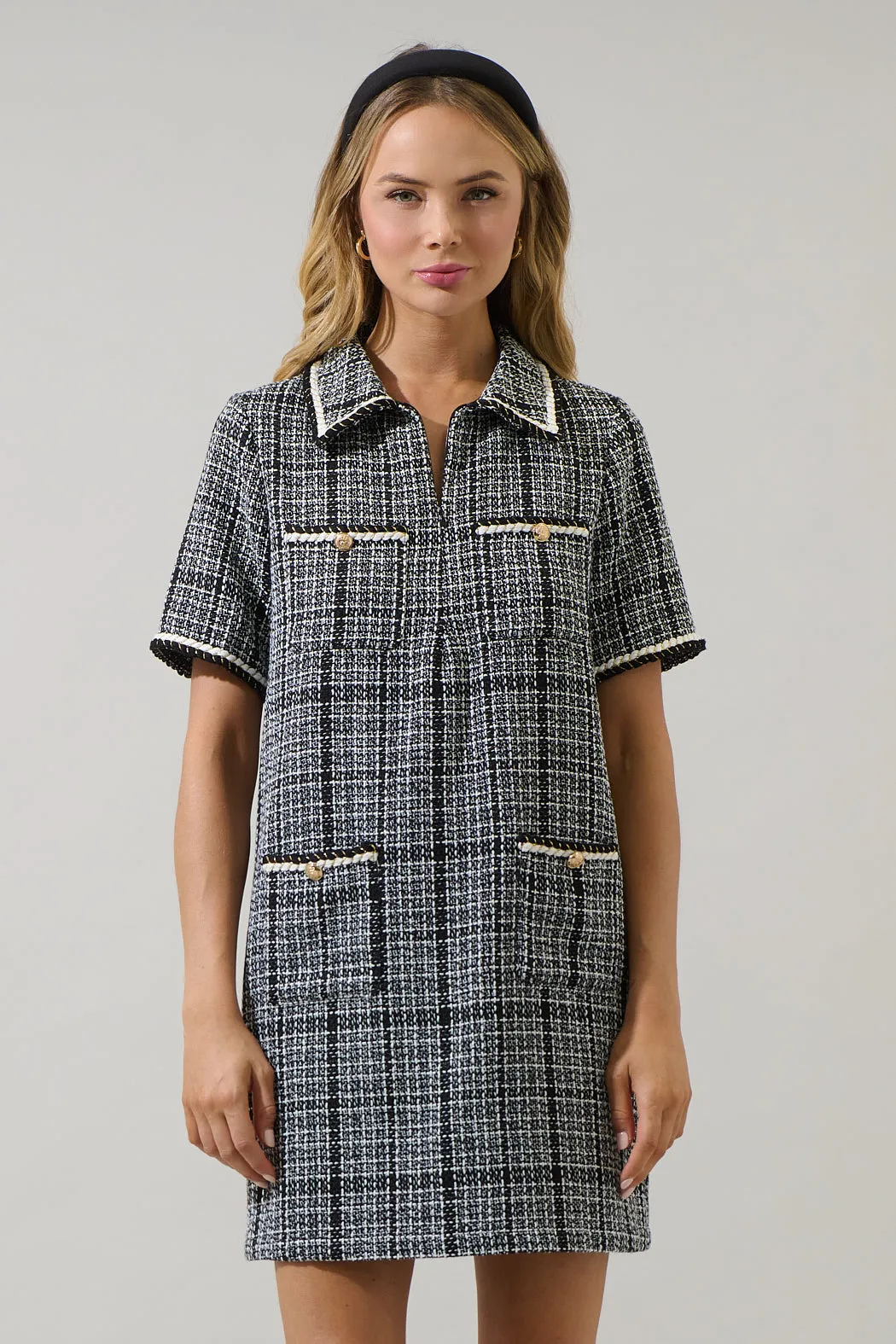 Audrey Tweed Collar Mini Dress sold by Sugarlips