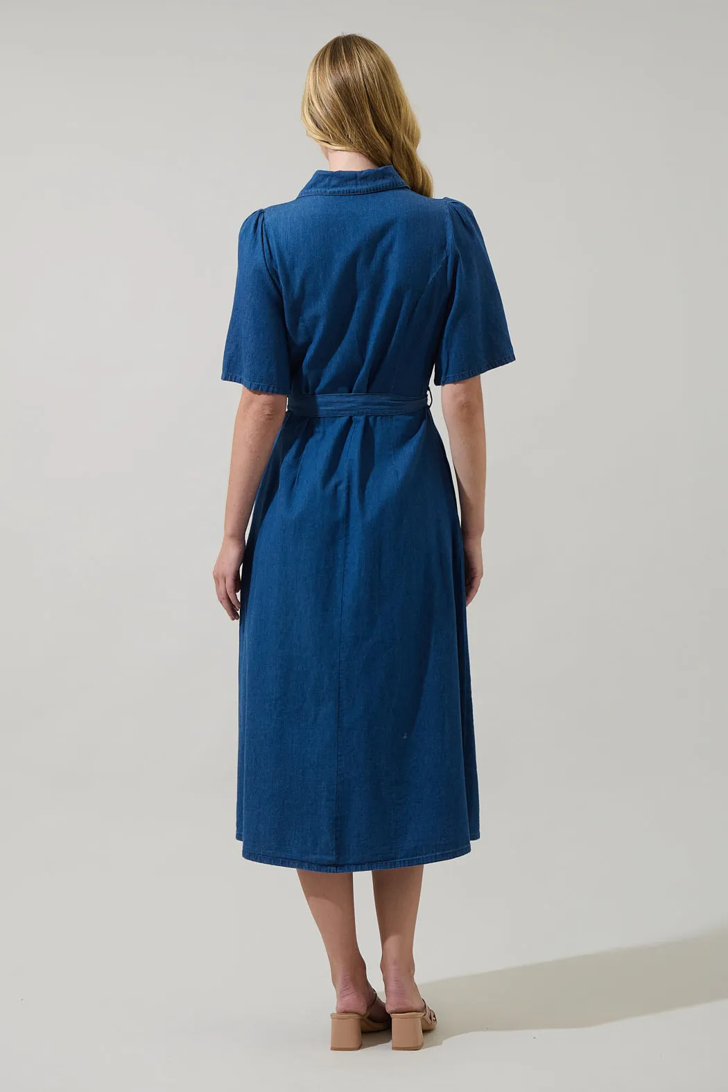 Haysville Chambray Elen Button Down Midi Dress sold by Sugarlips product image thumbnail 2