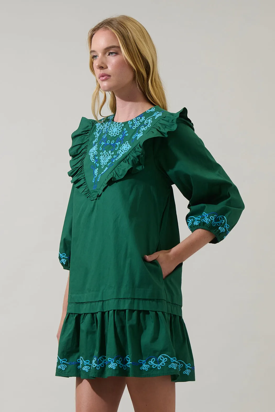 Dinah Poplin Embroidered Mini Dress sold by Sugarlips product image thumbnail 3