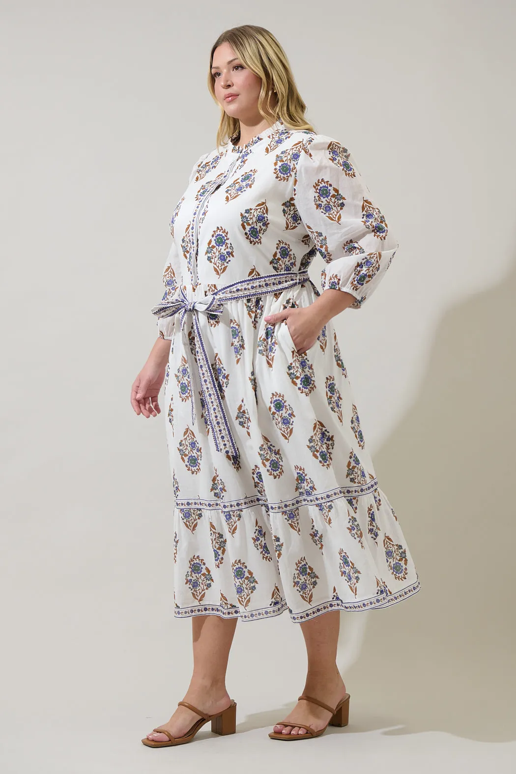 Rennie Floral Darny Long Sleeve Midi Dress Curve sold by Sugarlips product image thumbnail 3