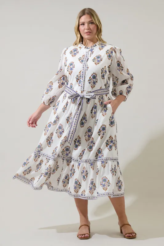 Rennie Floral Darny Long Sleeve Midi Dress Curve sold by Sugarlips