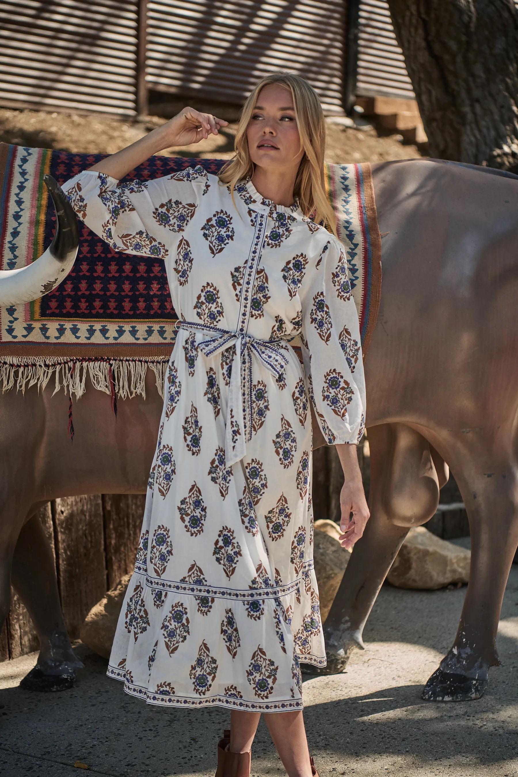 Rennie Floral Darny Long Sleeve Midi Dress sold by Sugarlips