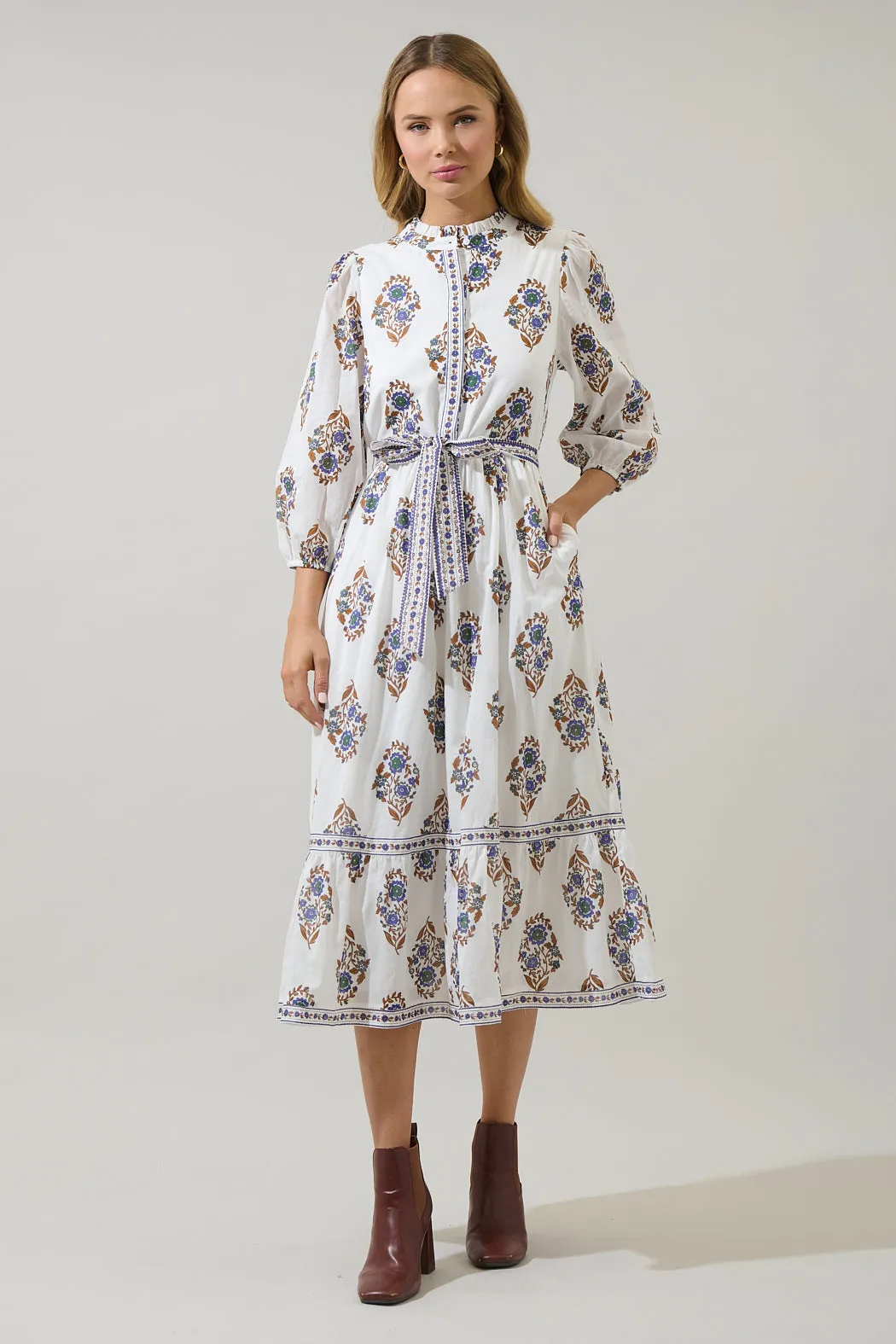 Rennie Floral Darny Long Sleeve Midi Dress sold by Sugarlips product image thumbnail 2