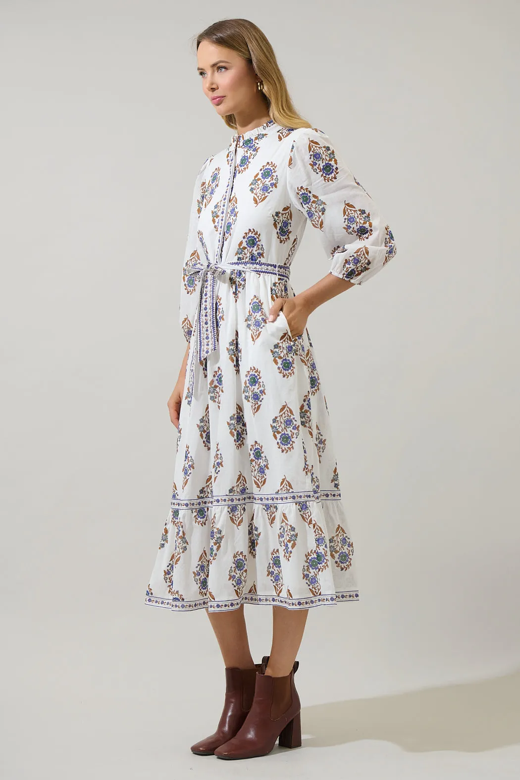 Rennie Floral Darny Long Sleeve Midi Dress sold by Sugarlips product image thumbnail 4