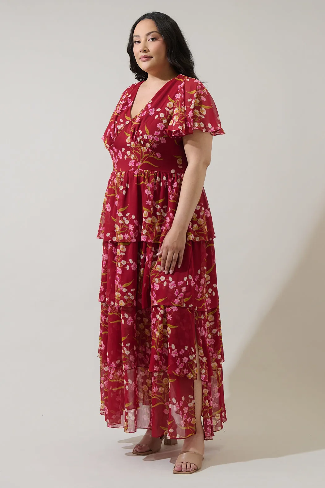 Ginnie Floral Amabel Tiered Maxi Dress Curve sold by Sugarlips product image thumbnail 3