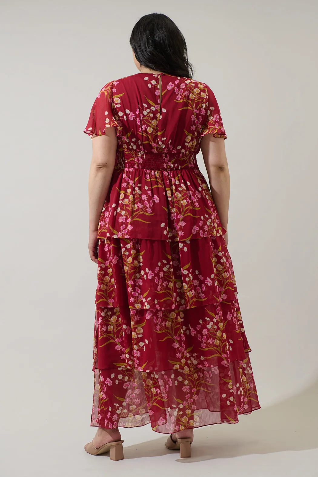 Ginnie Floral Amabel Tiered Maxi Dress Curve sold by Sugarlips product image thumbnail 2
