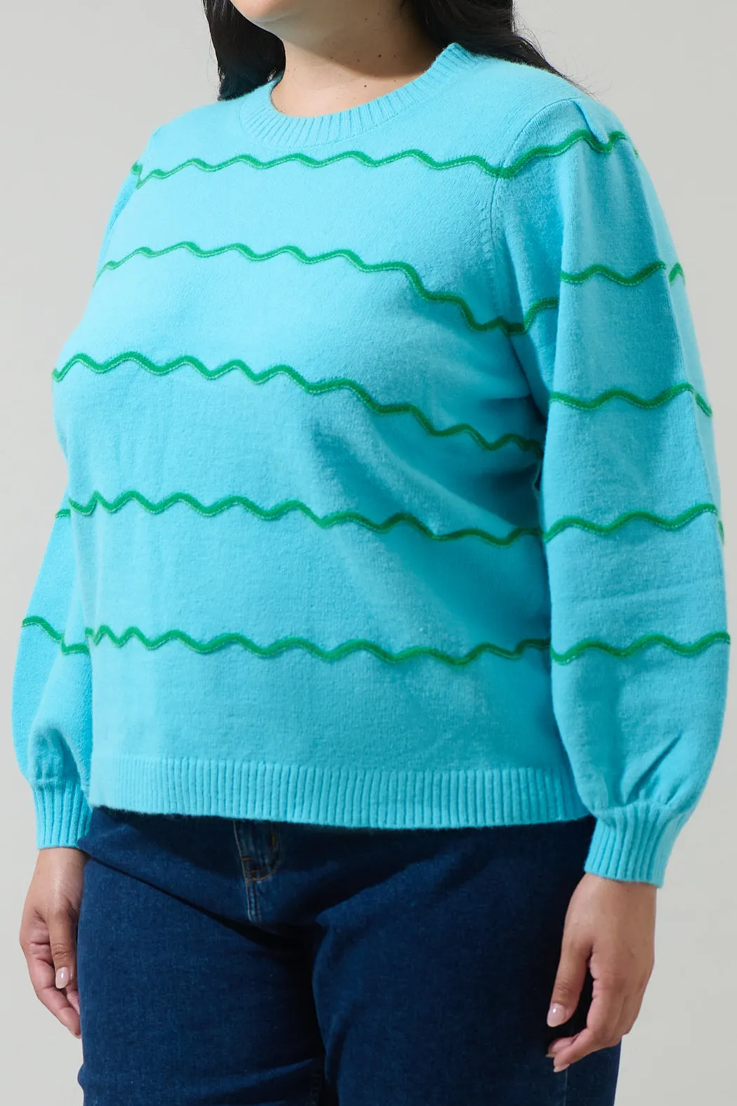 Maeverly Wavy Stripe Balloon Sleeve Sweater Curve sold by Sugarlips product image thumbnail 5