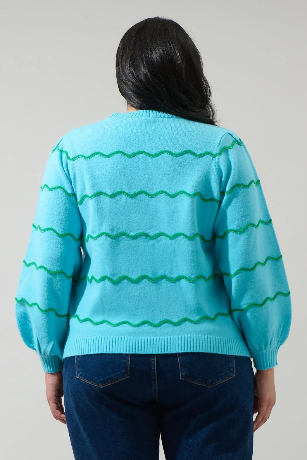Maeverly Wavy Stripe Balloon Sleeve Sweater Curve sold by Sugarlips product image thumbnail 2