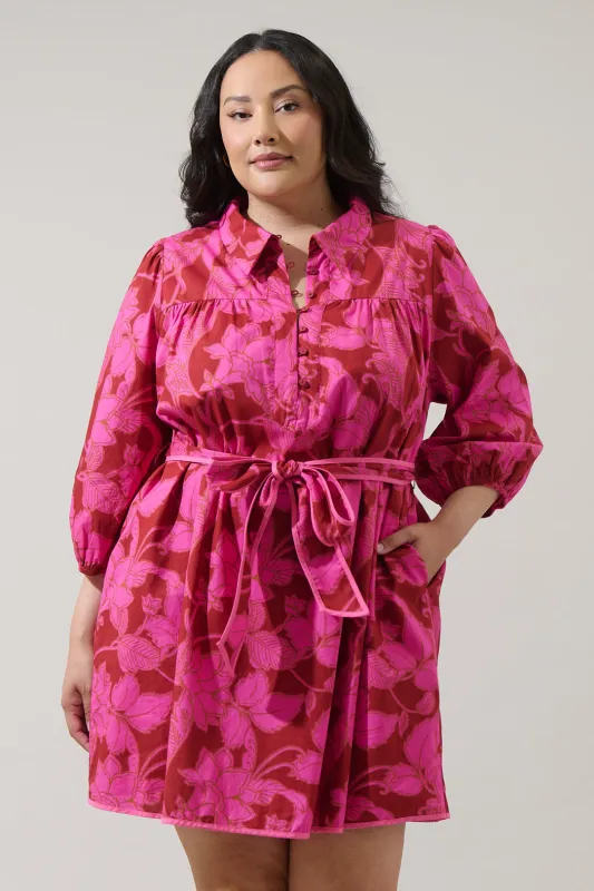 Craney Floral Ravan Collared Mini Dress Curve sold by Sugarlips